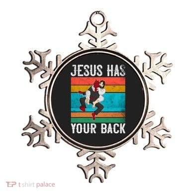 Jesus Has Your Back Jiu Jitsu Retro Christian Ornament