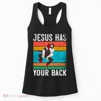 Jesus Has Your Back Jiu Jitsu Retro Christian Women's Tank Top thumb 0