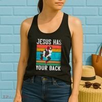 Jesus Has Your Back Jiu Jitsu Retro Christian Women's Tank Top thumb 2