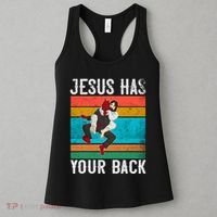 Jesus Has Your Back Jiu Jitsu Retro Christian Women's Tank Top thumb 3