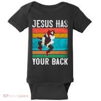 Jesus Has Your Back Jiu Jitsu Retro Christian Baby Bodysuit thumb 0