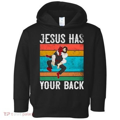 Jesus Has Your Back Jiu Jitsu Retro Christian Toddler Hoodie