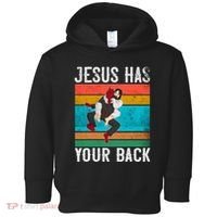 Jesus Has Your Back Jiu Jitsu Retro Christian Toddler Hoodie thumb 0