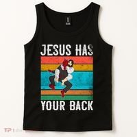 Jesus Has Your Back Jiu Jitsu Retro Christian Tank Top thumb 2