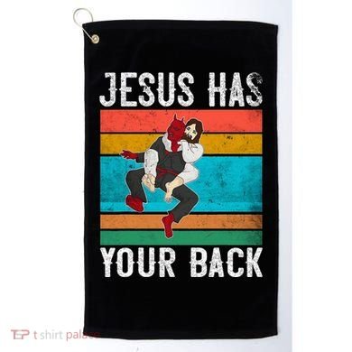 Jesus Has Your Back Jiu Jitsu Retro Christian Golf Towel