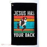 Jesus Has Your Back Jiu Jitsu Retro Christian Golf Towel thumb 0