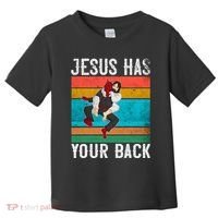 Jesus Has Your Back Jiu Jitsu Retro Christian Toddler T-Shirt thumb 0