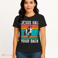 Jesus Has Your Back Jiu Jitsu Retro Christian Women's T-Shirt thumb 4