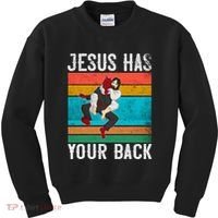 Jesus Has Your Back Jiu Jitsu Retro Christian Kids Sweatshirt thumb 0