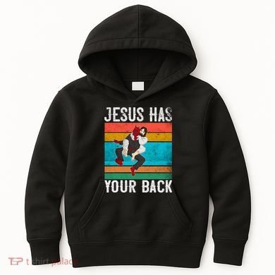 Jesus Has Your Back Jiu Jitsu Retro Christian Kids Hoodie