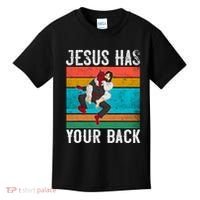 Jesus Has Your Back Jiu Jitsu Retro Christian Kids T-Shirt thumb 0