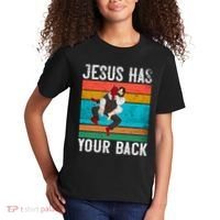 Jesus Has Your Back Jiu Jitsu Retro Christian Kids T-Shirt thumb 2