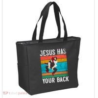 Jesus Has Your Back Jiu Jitsu Retro Christian Tote Bag thumb 2