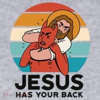Jesus Has Your Back Fighting Devil Retro Sunset Women's Sweatshirt thumb 2