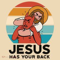Jesus Has Your Back Fighting Devil Retro Sunset Tote Bag thumb 4