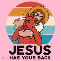 Jesus Has Your Back Fighting Devil Retro Sunset Coaster thumb 2