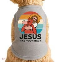 Jesus Has Your Back Fighting Devil Retro Sunset Doggie Tank thumb 0