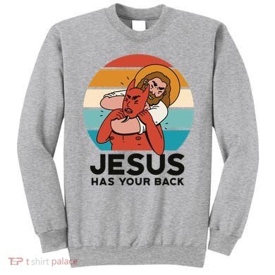 Jesus Has Your Back Fighting Devil Retro Sunset Sweatshirt