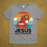 Jesus Has Your Back Fighting Devil Retro Sunset T-Shirt thumb 5