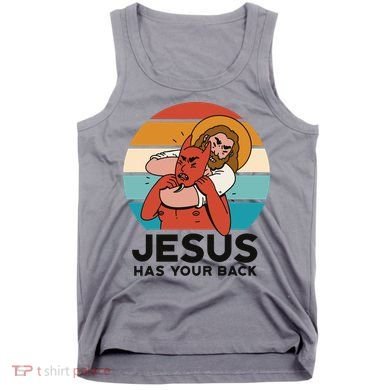 Jesus Has Your Back Fighting Devil Retro Sunset Tank Top
