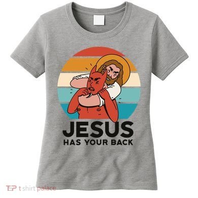 Jesus Has Your Back Fighting Devil Retro Sunset Women's T-Shirt