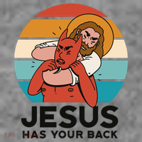 Jesus Has Your Back Fighting Devil Retro Sunset Kids Sweatshirt thumb 2