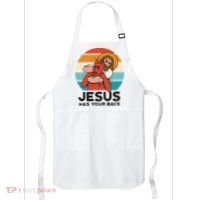 Jesus Has Your Back Fighting Devil Retro Sunset Apron thumb 0