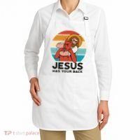 Jesus Has Your Back Fighting Devil Retro Sunset Apron thumb 2