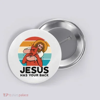 Jesus Has Your Back Fighting Devil Retro Sunset Button