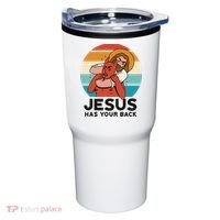 Jesus Has Your Back Fighting Devil Retro Sunset Tumbler thumb 0