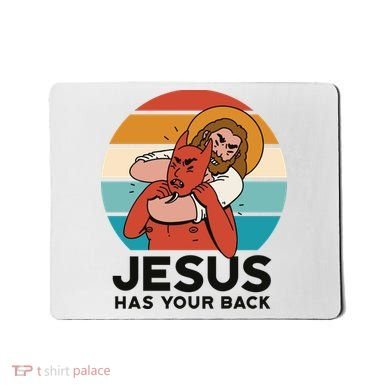 Jesus Has Your Back Fighting Devil Retro Sunset Mousepad