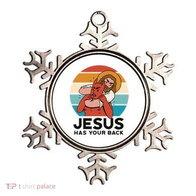 Jesus Has Your Back Fighting Devil Retro Sunset Ornament