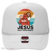 Jesus Has Your Back Fighting Devil Retro Sunset Hat thumb 0
