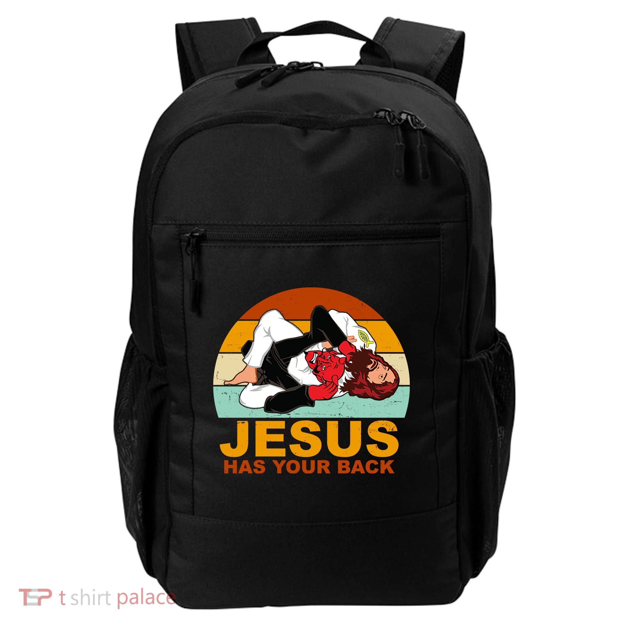 Jesus Has Your Back Fighting Devil Backpack