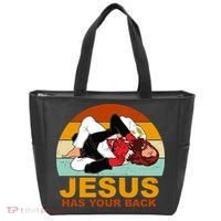 Jesus Has Your Back Fighting Devil Tote Bag thumb 0