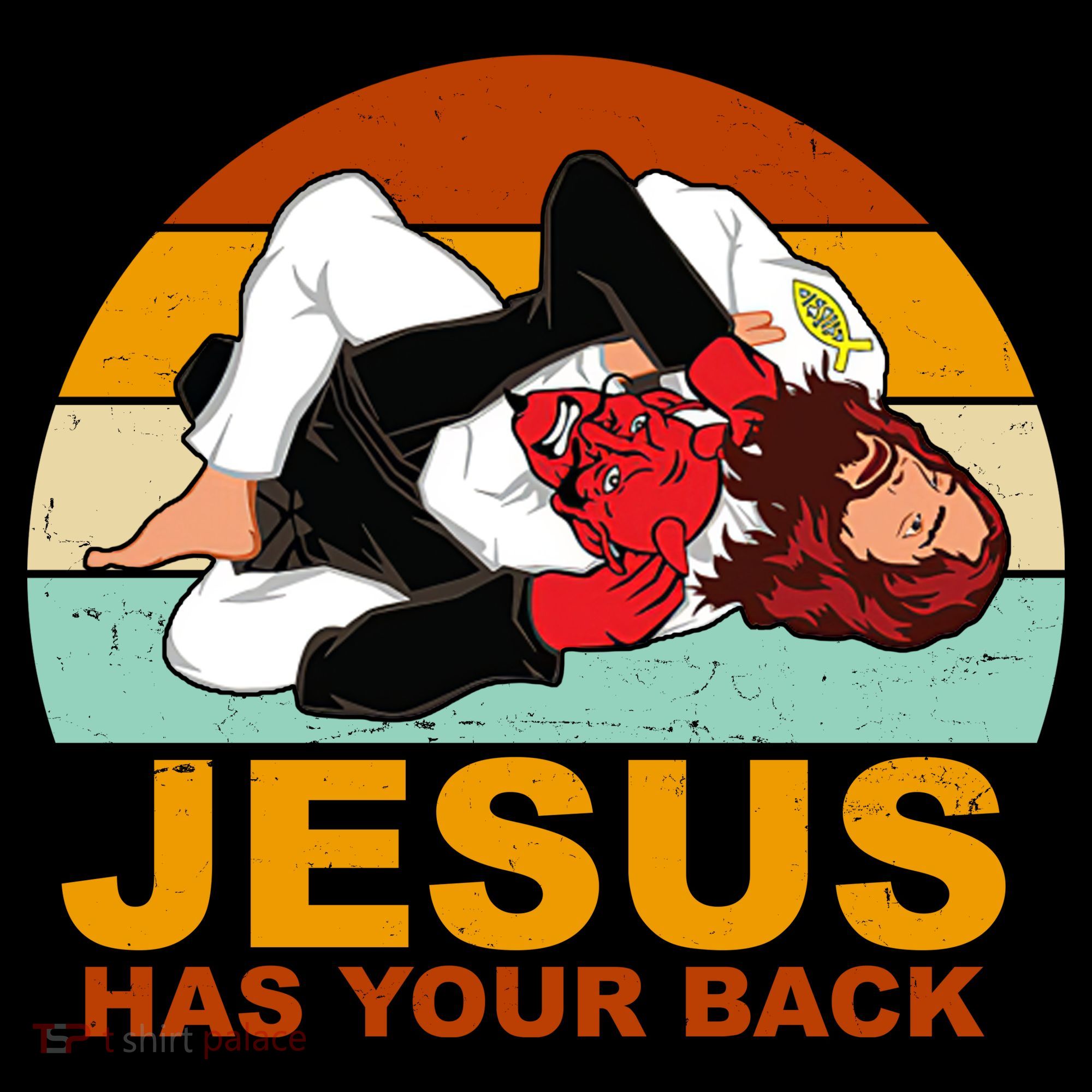 Jesus Has Your Back Fighting Devil Tote Bag