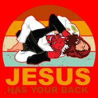 Jesus Has Your Back Fighting Devil Santa Hat thumb 1