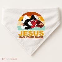Jesus Has Your Back Fighting Devil USA-Made Doggie Bandana thumb 0