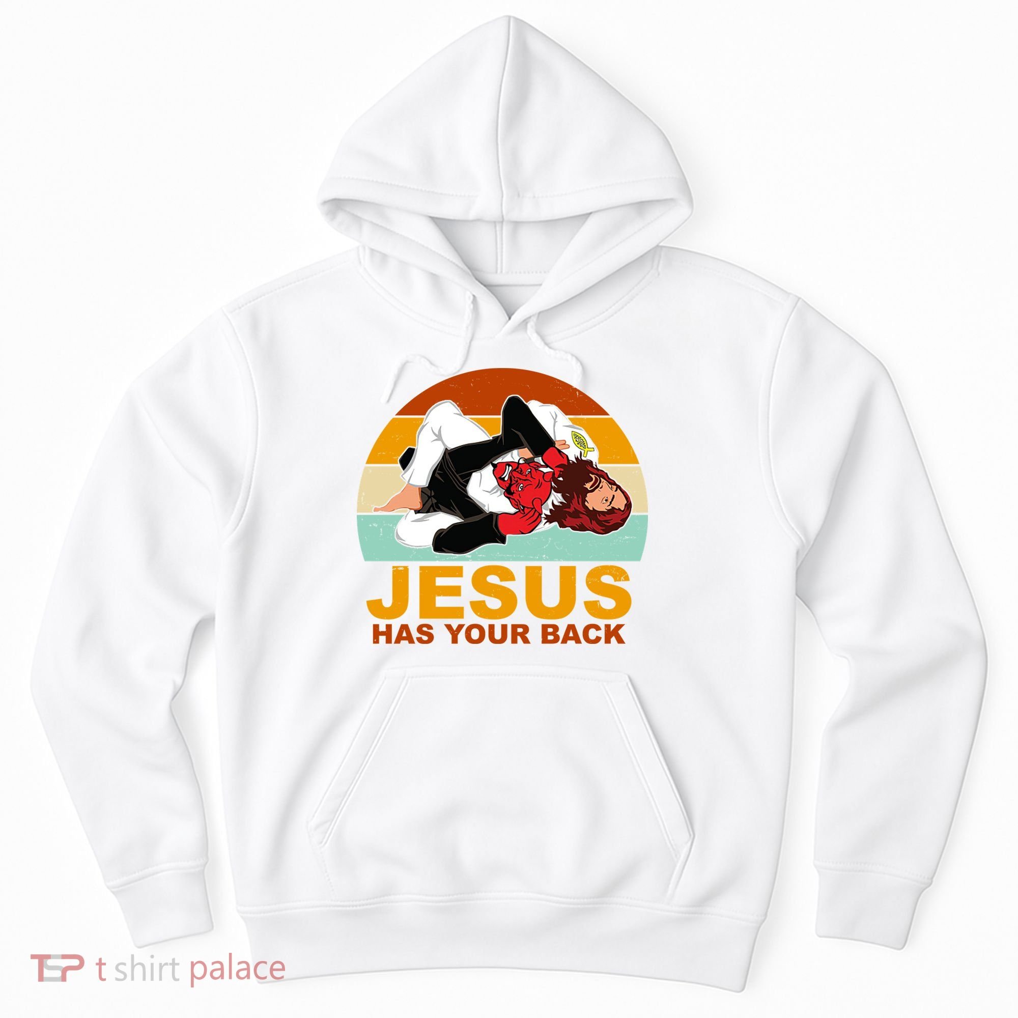 Jesus Has Your Back Fighting Devil Hoodie