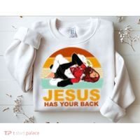 Jesus Has Your Back Fighting Devil Sweatshirt thumb 2
