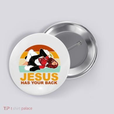 Jesus Has Your Back Fighting Devil Button