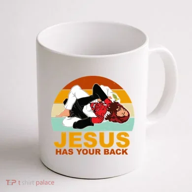 Jesus Has Your Back Fighting Devil Coffee Mug back