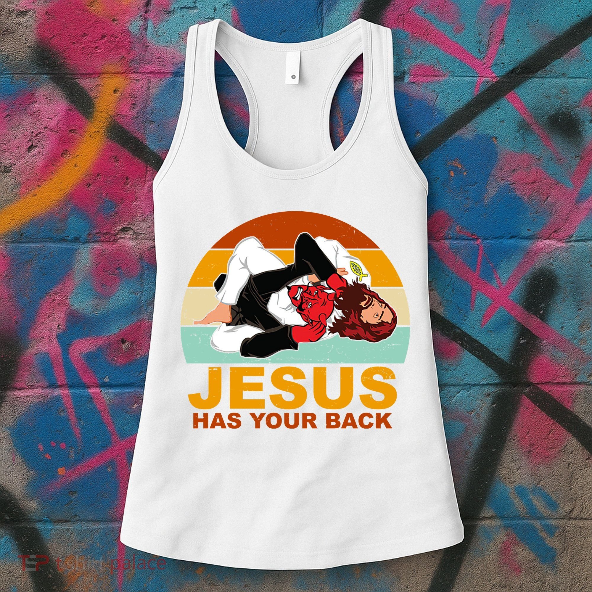 Jesus Has Your Back Fighting Devil Women's Tank Top
