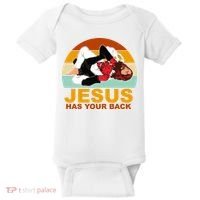 Jesus Has Your Back Fighting Devil Baby Bodysuit thumb 0