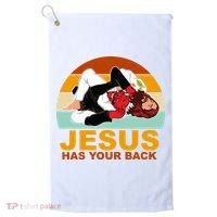 Jesus Has Your Back Fighting Devil Golf Towel thumb 0