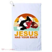 Jesus Has Your Back Fighting Devil Golf Towel thumb 0