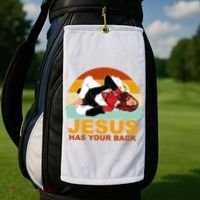 Jesus Has Your Back Fighting Devil Golf Towel thumb 2