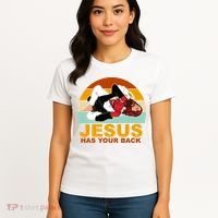 Jesus Has Your Back Fighting Devil Women's T-Shirt thumb 4