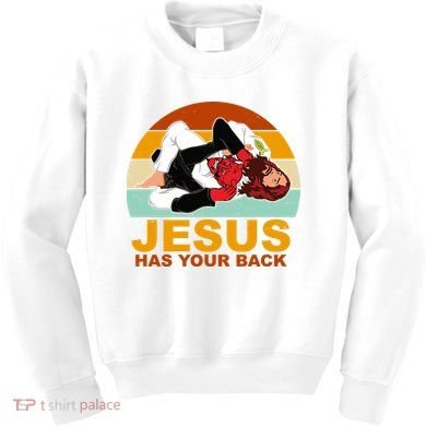 Jesus Has Your Back Fighting Devil Kids Sweatshirt
