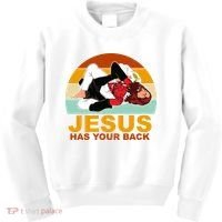 Jesus Has Your Back Fighting Devil Kids Sweatshirt thumb 0